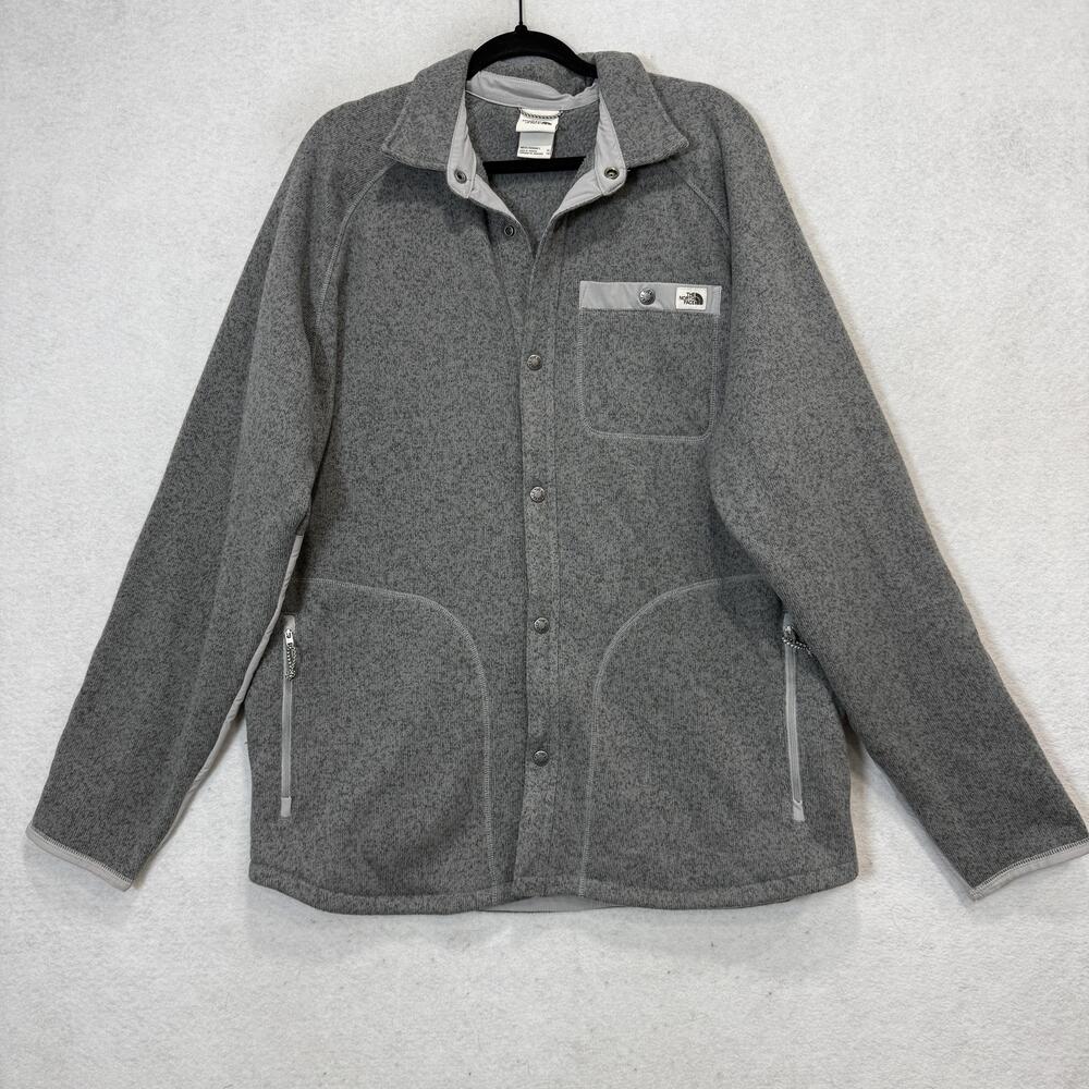The North Face Jacket Mens XL Gray Fleece Snap Front Outdoor Hiking NF0A5A7I